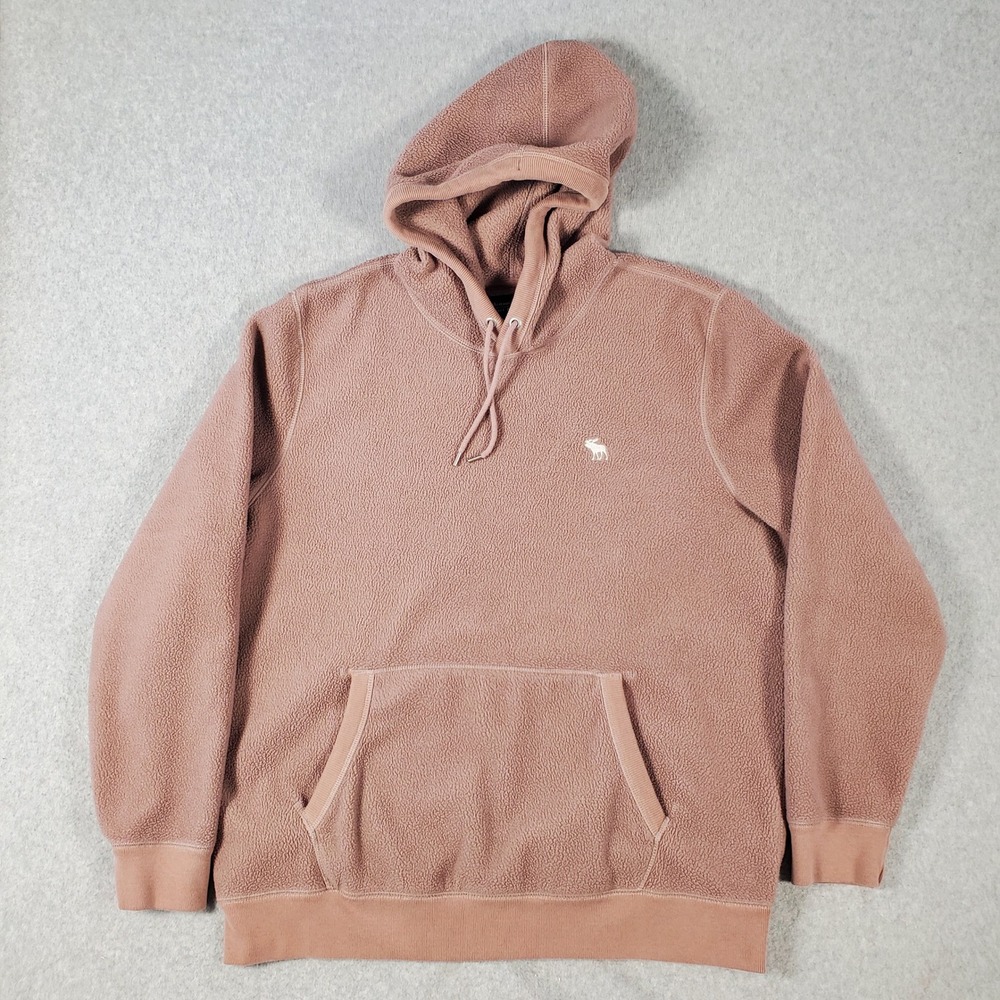 Abercrombie & Fitch Soft A&F Fleece Hoodie Mens XXL Pink Mauve Moose Pullover